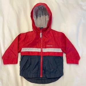 London Fog Baby Raincoat/Windbreaker, size 12 months, red and navy.